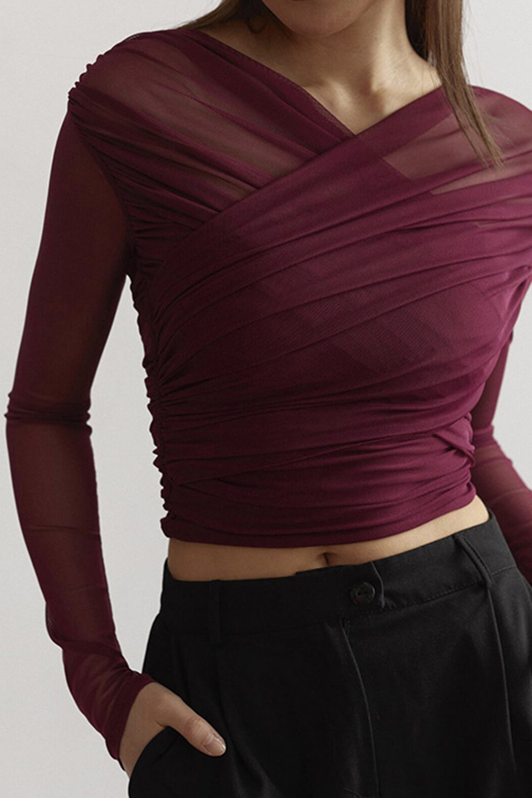 Women's Sheer Mesh Long Sleeve Top