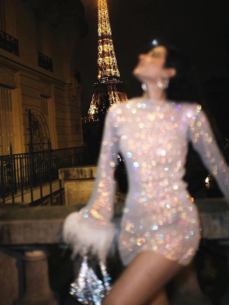 Women's Shimmering Fabric Mini Dress