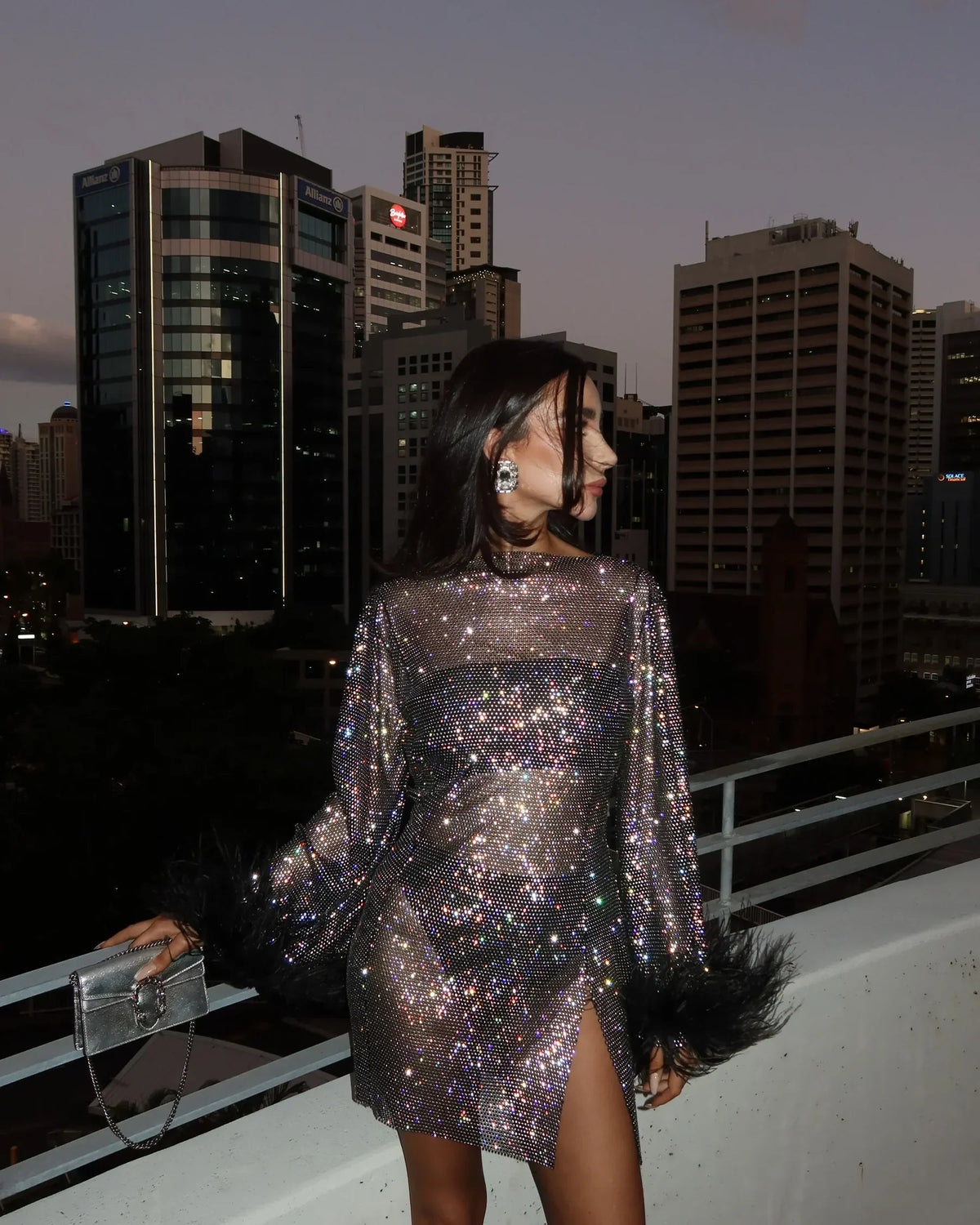 Women's Shimmering Fabric Mini Dress
