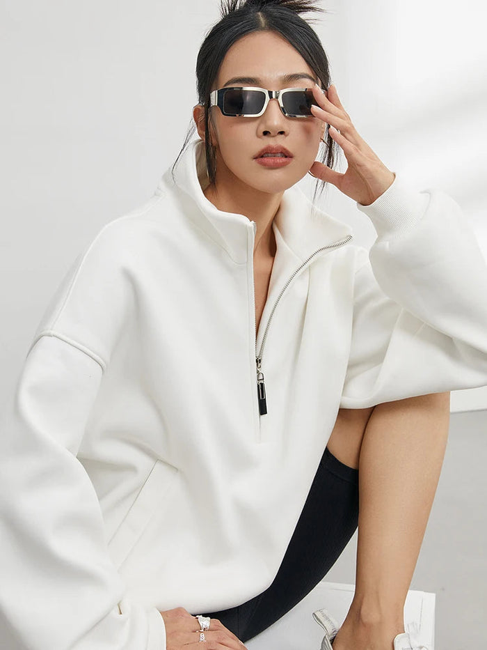 Women's Soft Blend Oversized Half Zip Hoodie