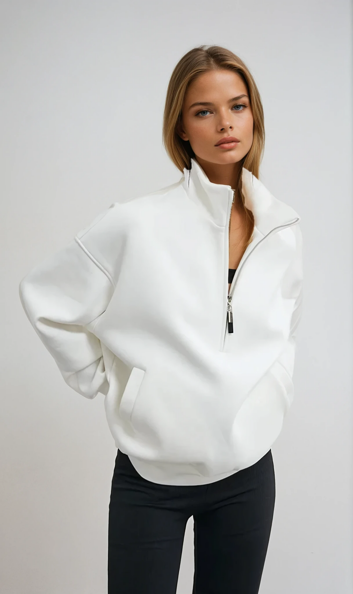 Women's Soft Blend Oversized Half Zip Hoodie