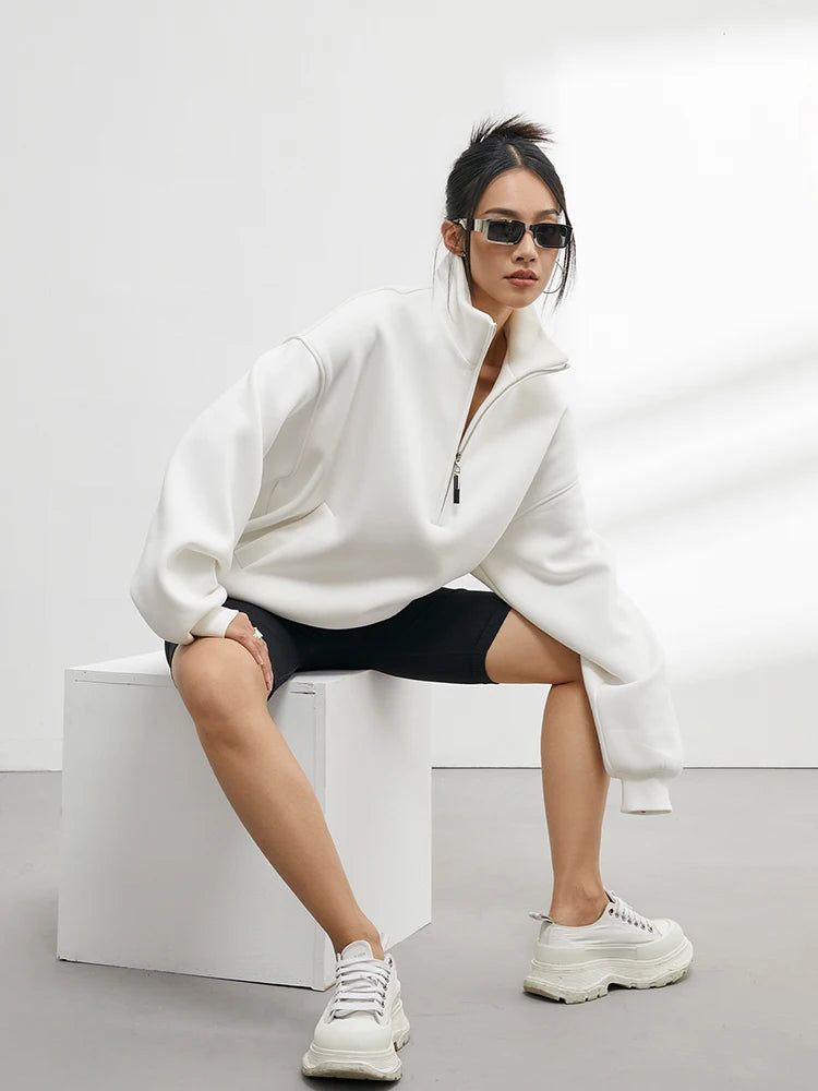 Women's Soft Blend Oversized Half Zip Hoodie