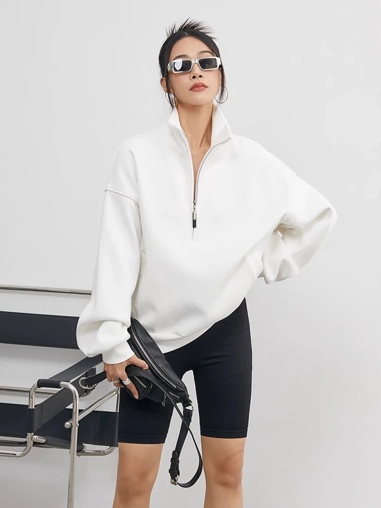 Women's Soft Blend Oversized Half Zip Hoodie