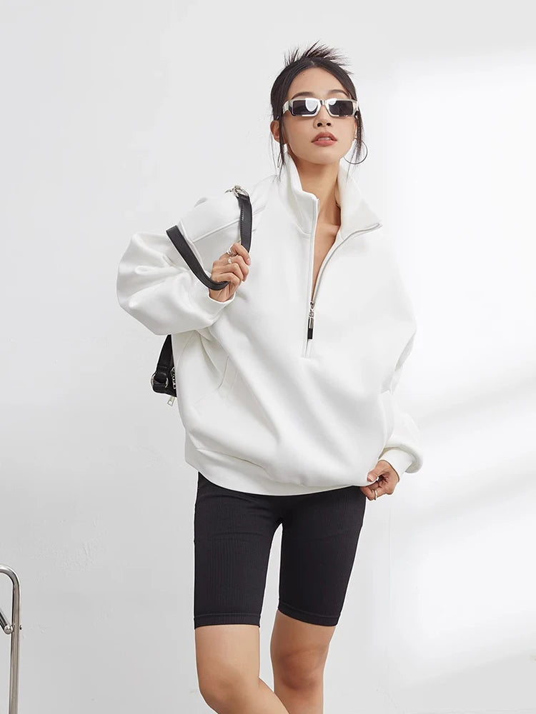 Women's Soft Blend Oversized Half Zip Hoodie