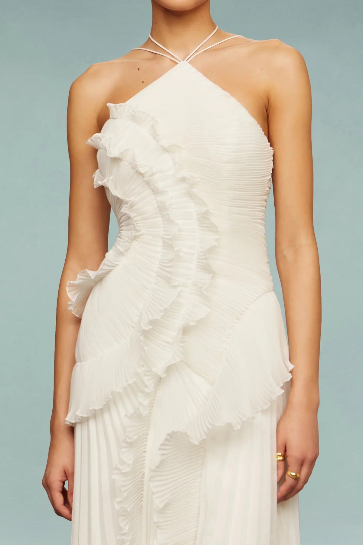 Women's Soft Pleated Ruffle Maxi Dress