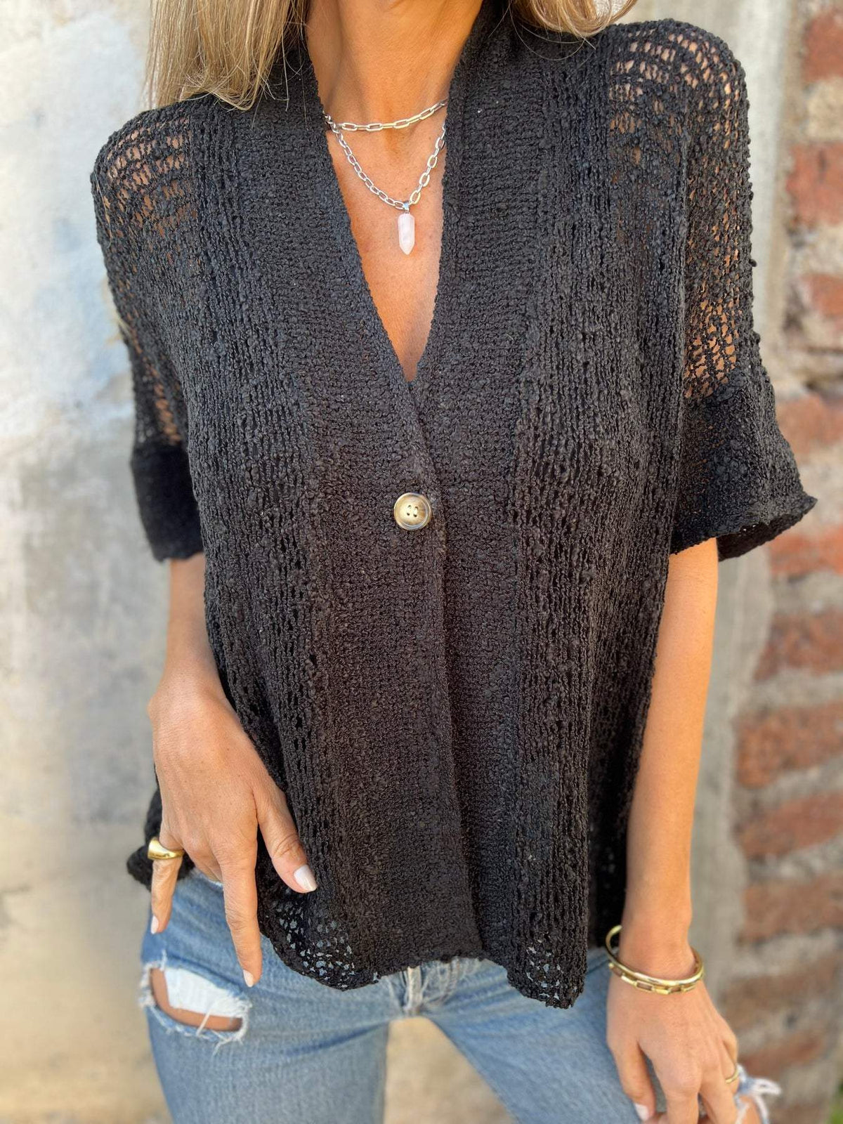Women's Textured Knit Blouse