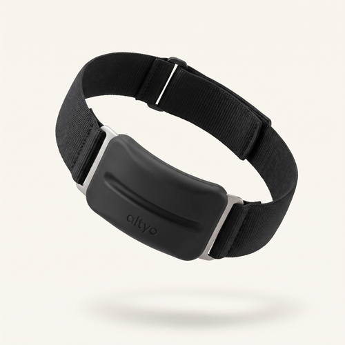 Altyo Knee Strap shown alone at a three-quarter angle on a warm white background